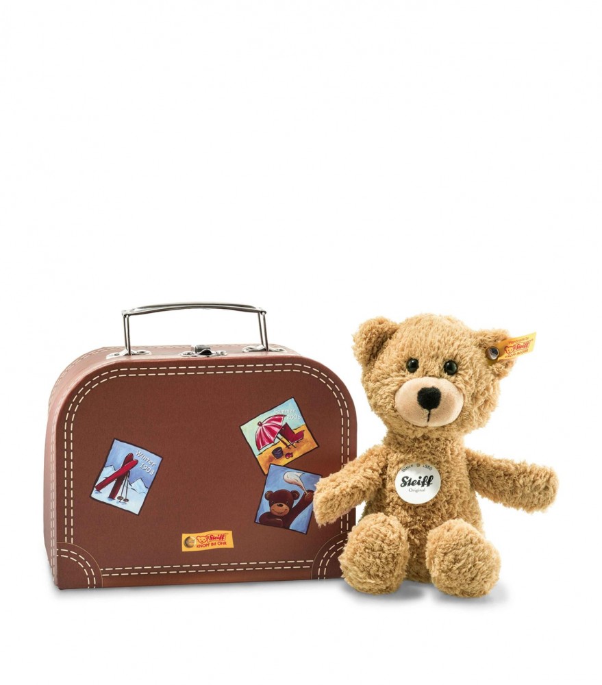 steiff teddy bear in suitcase