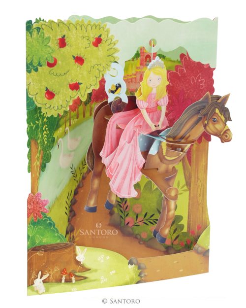 Santoro Princess on a Horse 3D Pop-Up Swing Card - Greetings and Birthday Card