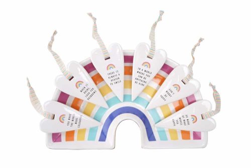 'When It Rains Look For Rainbows' Chasing Rainbows Ceramic Heart Hanger