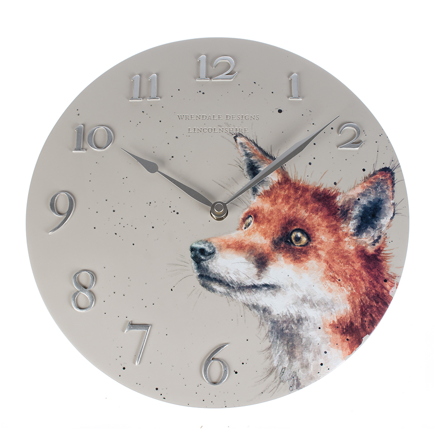 Fox clock. Wrendale Designs часы. Wrendale Design лиса. Настенные часы лиса. Часы с лисой.